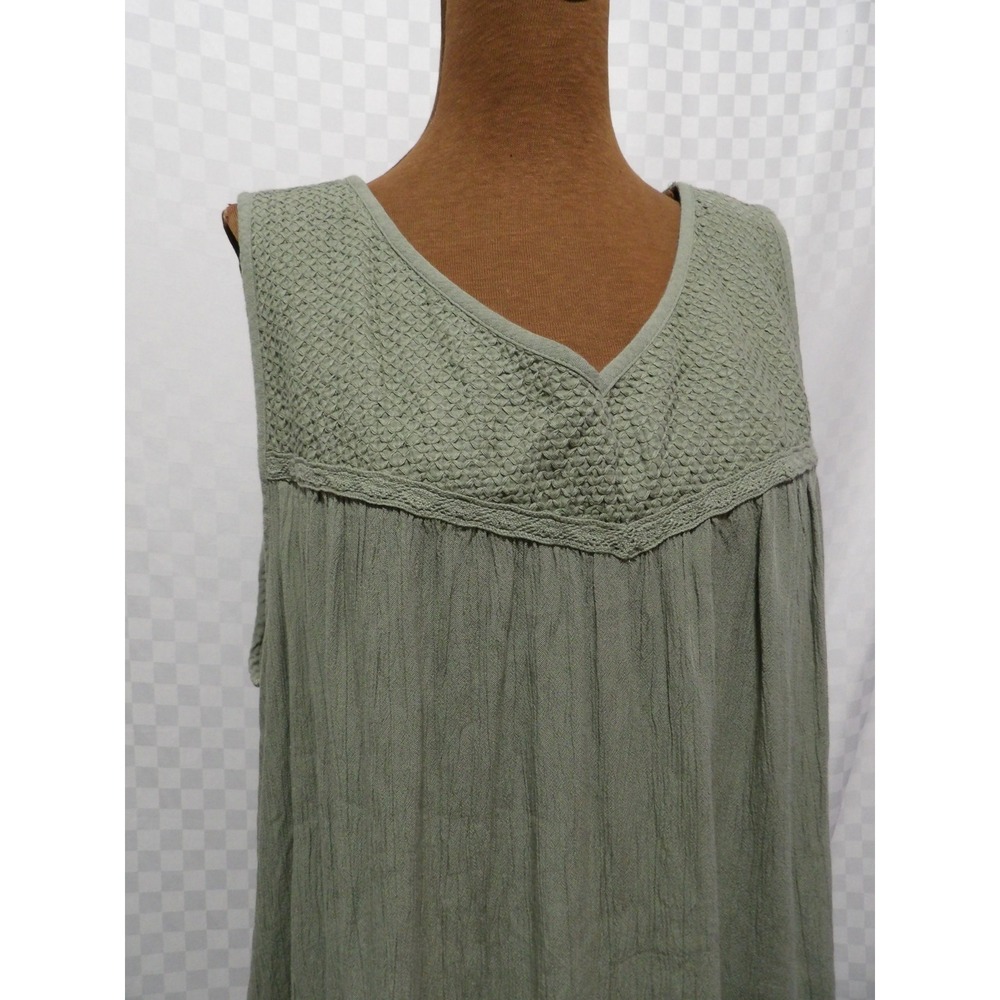SONOMA Green Embroidered Flowy Tank Top | 2X - Picture 2 of 5